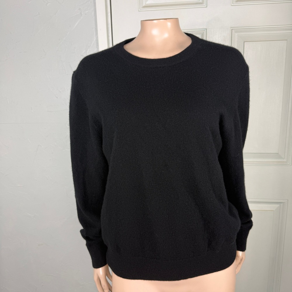 Quince Women's Sweater L Pullover Crew neck 100% Cashmere Solid Black T18